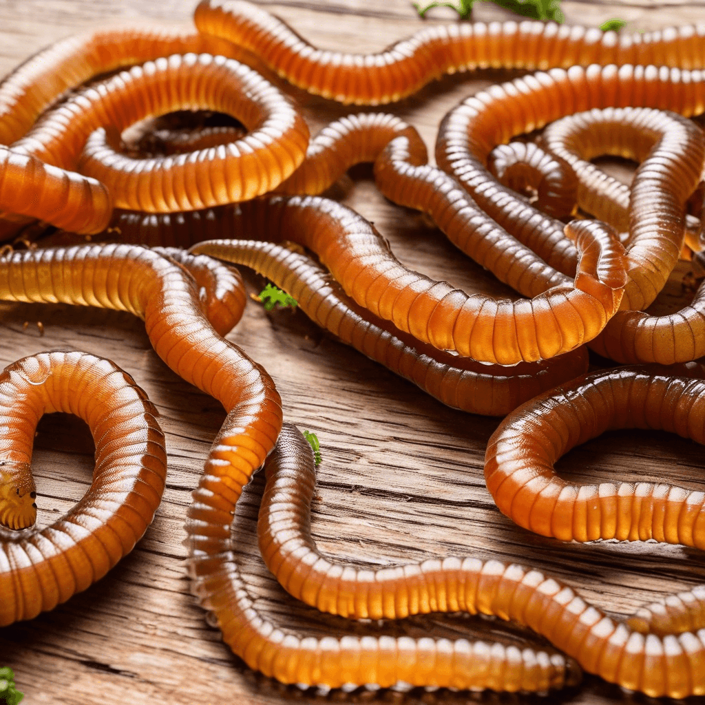Close-up of superworms on a wooden surface, showcasing their shiny, segmented bodies, relevant to choosing quality live feed.