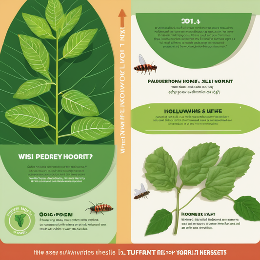 Illustrated comparison of silkworm and hornworm plants with leaves, a worm, and a fly, focusing on care tips for feeding pets.