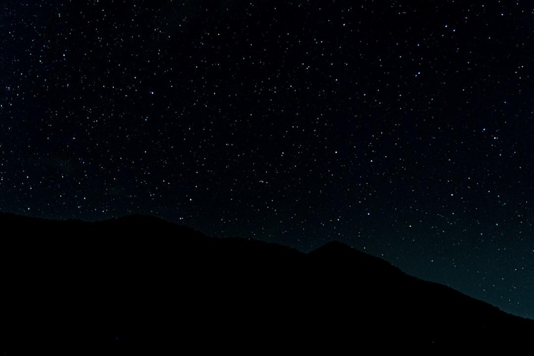 Starry night sky over dark mountain silhouette, unrelated to dried black soldier fly benefits in animal feed.